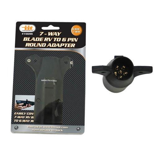 7 way blade rv to 6 way round wiring trailer light adapter converter plug 16699 hoppy 48465 7 rv blade trailer wiring